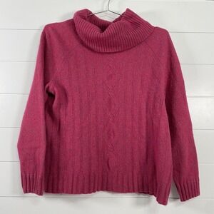 Talbots Sweater Womens XL Pink Merino Wool Cotton Cowl Neck Knit Pullover Cozy